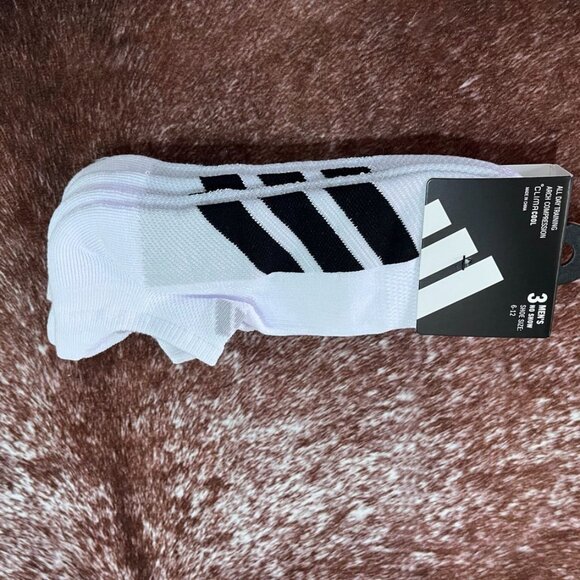 Adidas Men’s No Show Training Socks 3-Pack White  ClimaCool NWT STOCKING STUFFER - Picture 6 of 7
